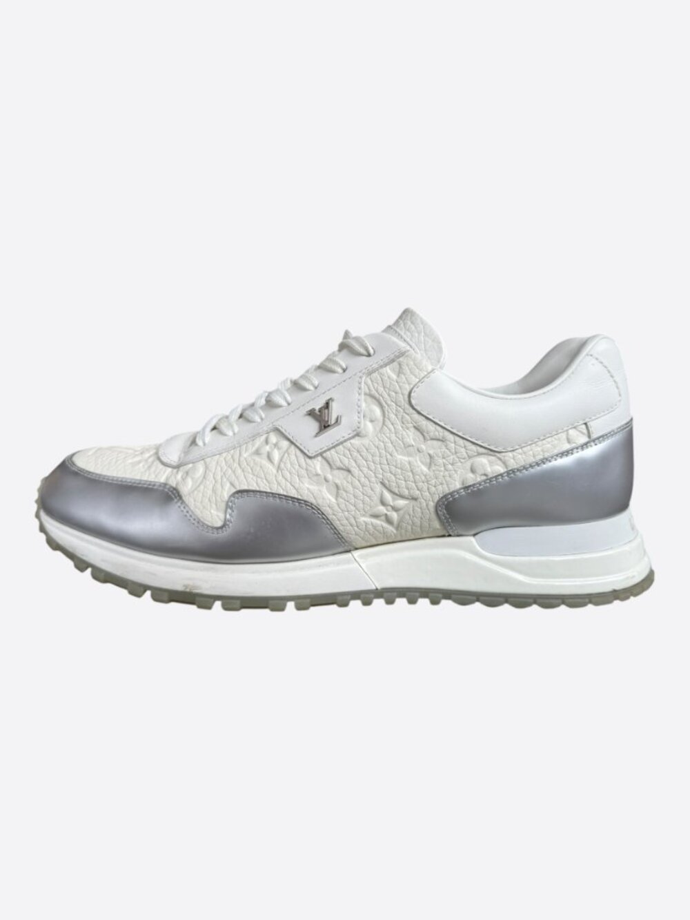 Louis Vuitton White & Silver Monogram Taurillon Run Away Sneakers - Picture 3 of 8